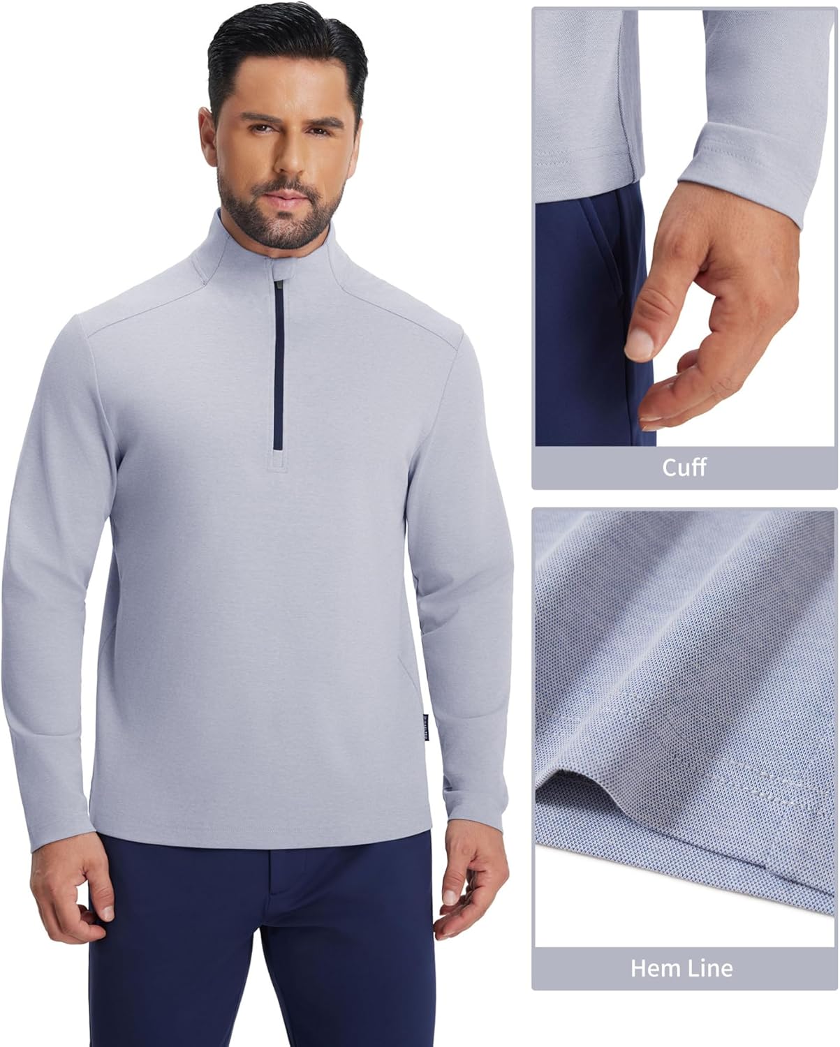 M MAELREG Quarter Zip Pullover Men Stretch Performance Mock Neck Moisture Wicking Golf 1/4 Zip Pullover Mens Sweatshirt - Image 3