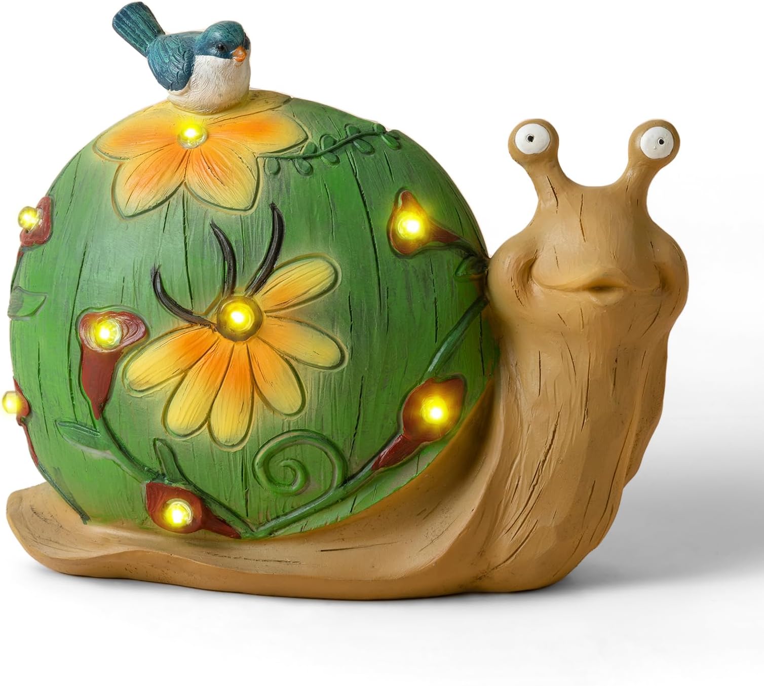 LA JOLIE MUSE Garden Statue Turtles Figurine - Cute Frog Face Turtles Animal Sculpture with Solar LED Lights for Indoor Outdoor Spring Decorations, Patio Yard Lawn Ornaments