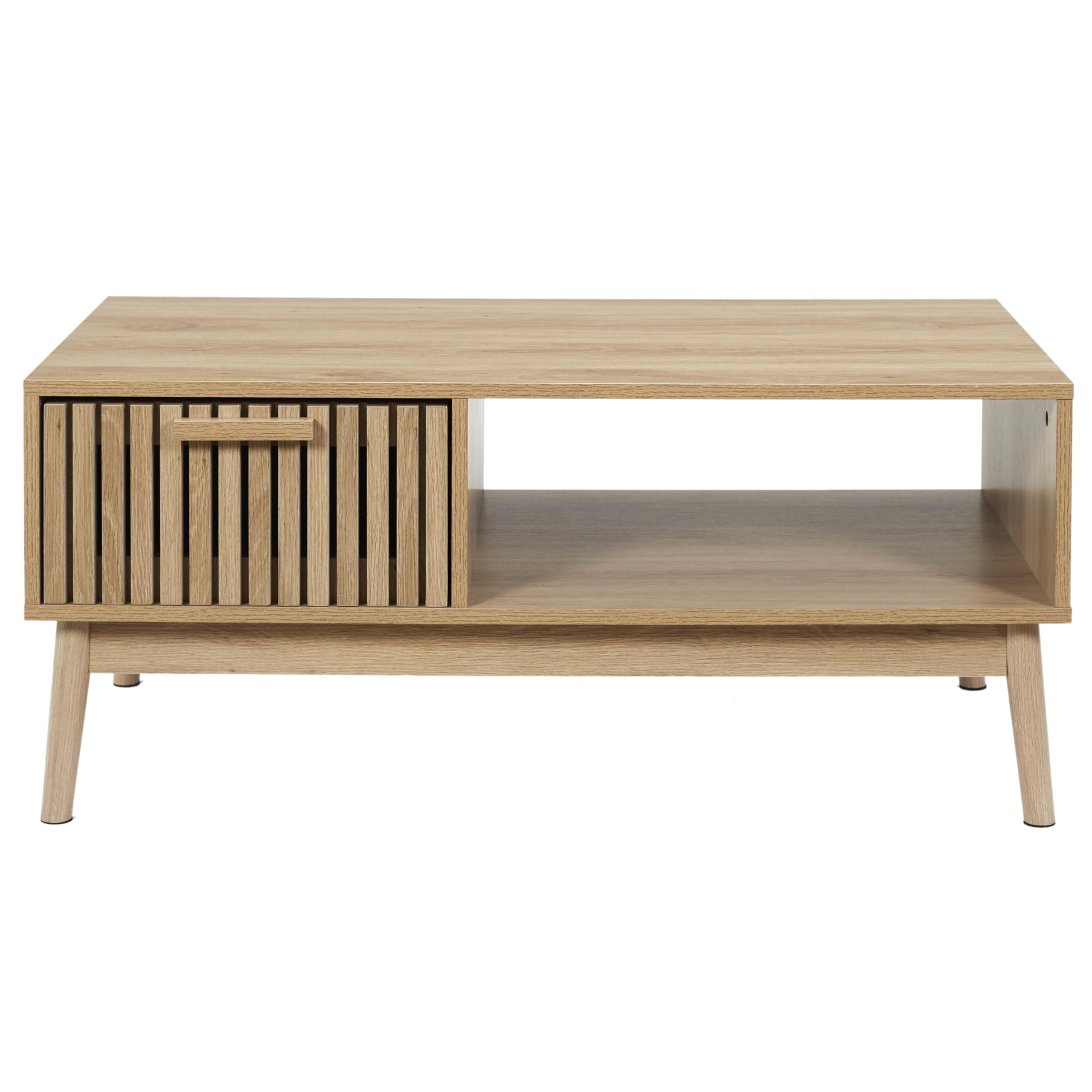 HOME DECO FACTORY - HD0089 Mesa de Centro de Madera con Cajón y Compartimento de Almacenamiento - Diseñada para Salón o Comedor - Diseño Moderno - Dimensiones 100x43x50 cm - Color Marrón