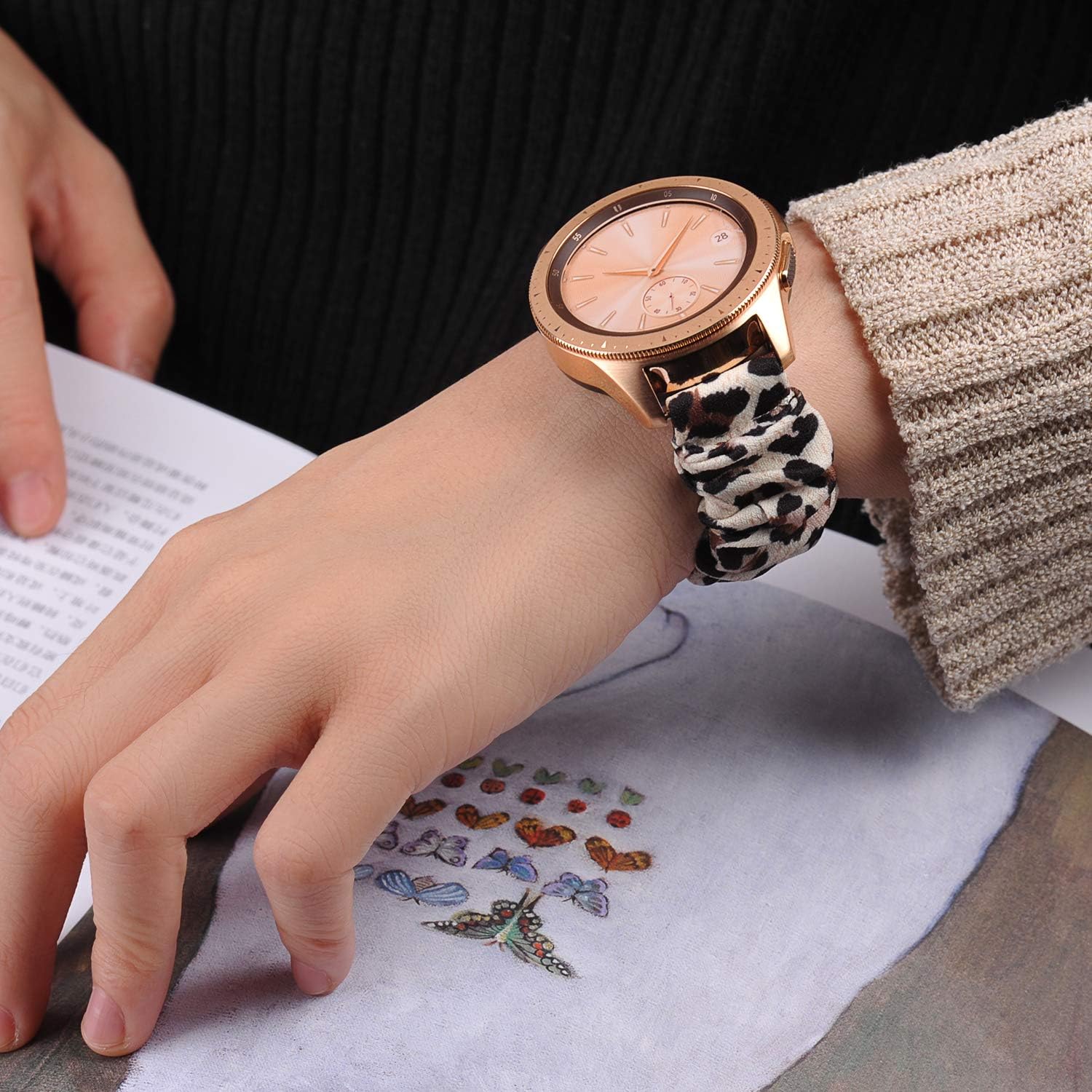 TOYOUTHS 20mm Scrunchie Band Compatible with Samsung Galaxy Watch 7/6/5/4/FE/Active 2 40mm 44mm/Watch 6 Classic 43/47mm/Watch 5 Pro 45mm/Watch 3 41mm Stretchy Elastic Strap Solo Loop Bracelet Women - Image 6