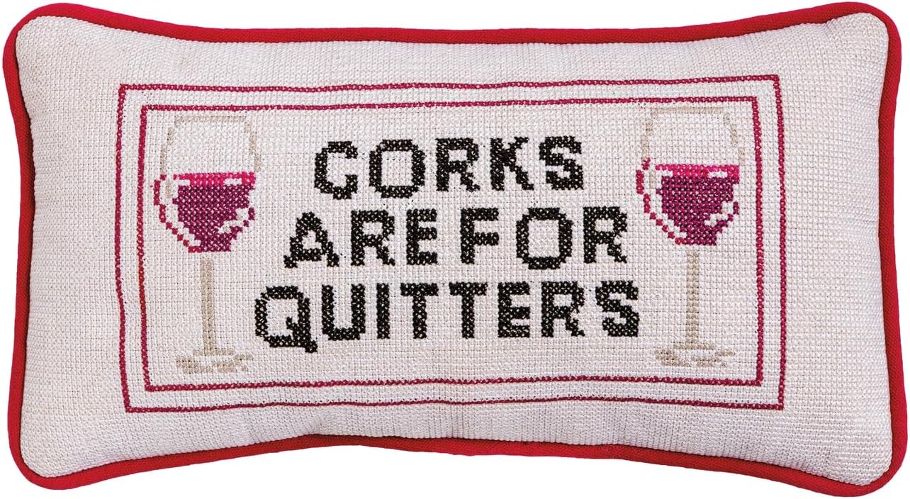 Mud Pie Corks Mini Needlepoint Pillow