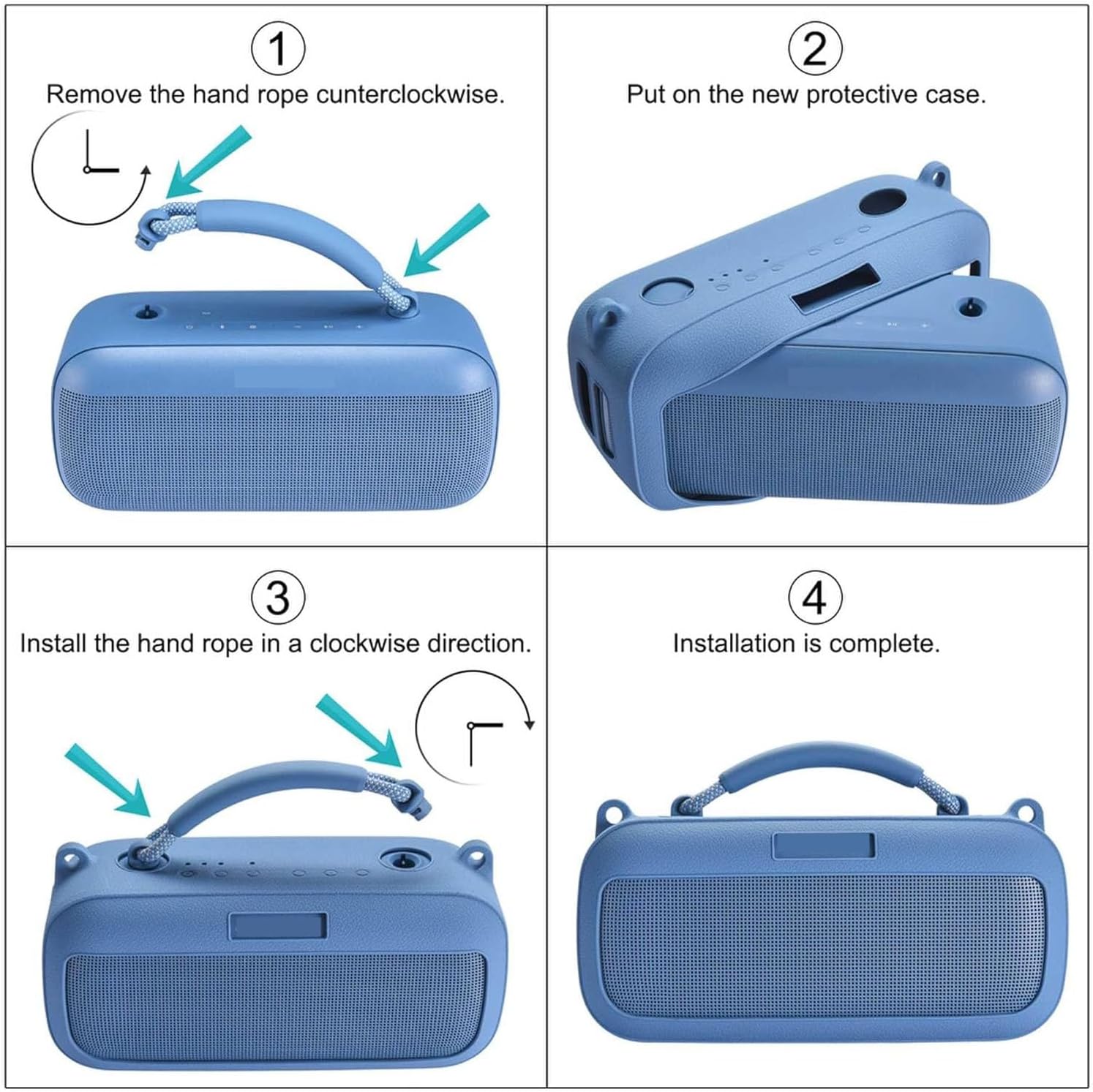 Protective Silicone Case Cover for Bose SoundLink Max Wireless Bluetooth Speaker, Portable Travel Carrying Soft Skin Cover with Shoulder Strap (Blue)