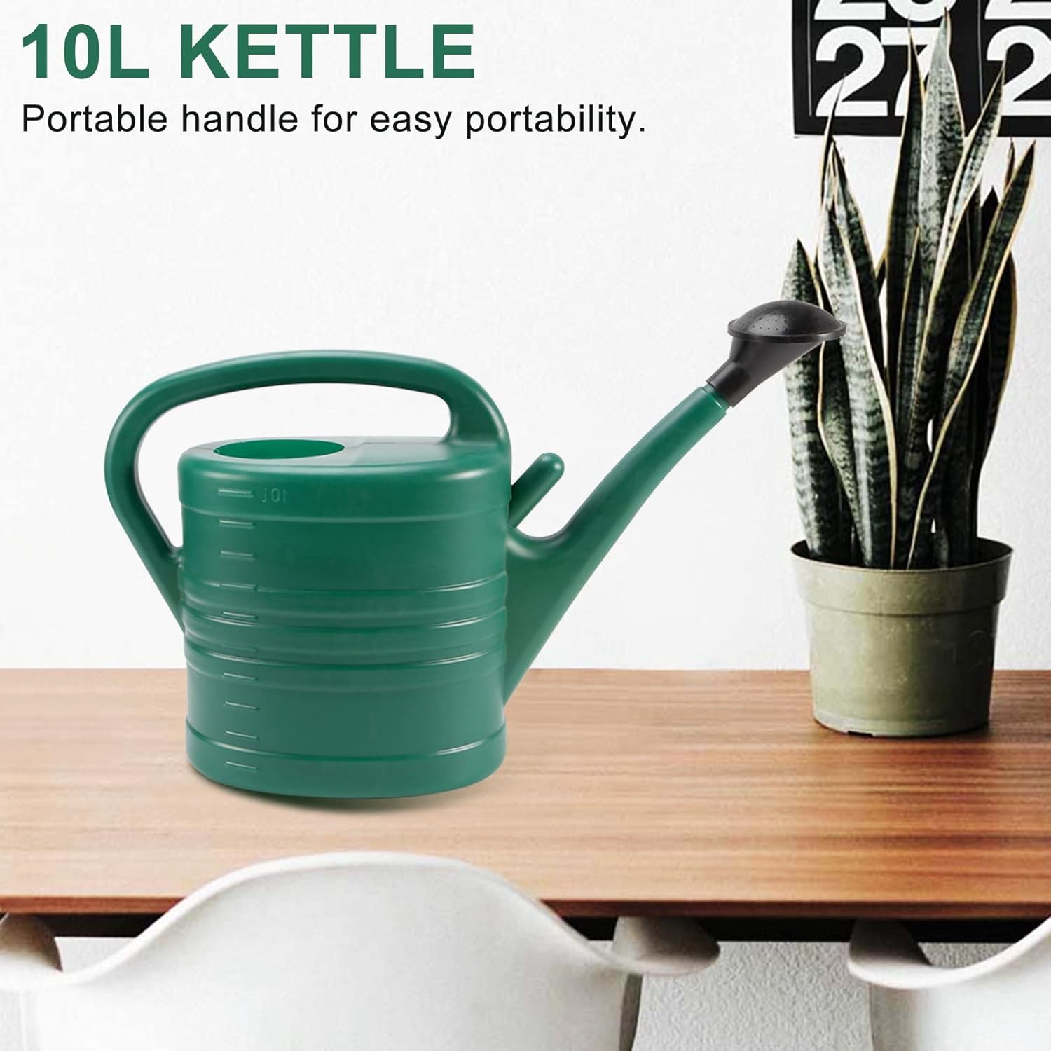 Watering Can with Green 10 Litre 2 Gallons Garden Flower Water Bottle Watering Kettle with Handle Long Mouth