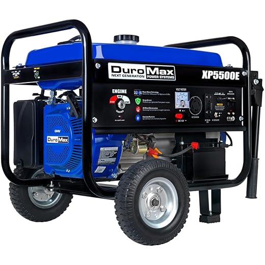 DuroMax XP5500E Gas Powered Portable Generator-5500 Watt Electric Start-Camping & RV Ready, 50 State Approved, Blue/Black