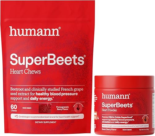Humann SuperBeets - Masticables de corazón y cereza negra en polvo