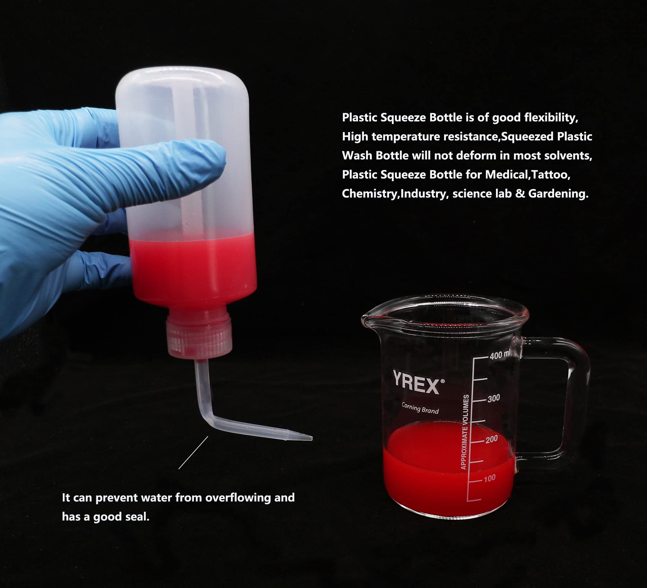 Plastic Wash Bottle 2PCS LDPE Squeeze Bottles Economical Plastic Squeeze Bottle, for Tattoo,Chemie,Medical,Industry, science lab & Gardening(250ML/500ML)