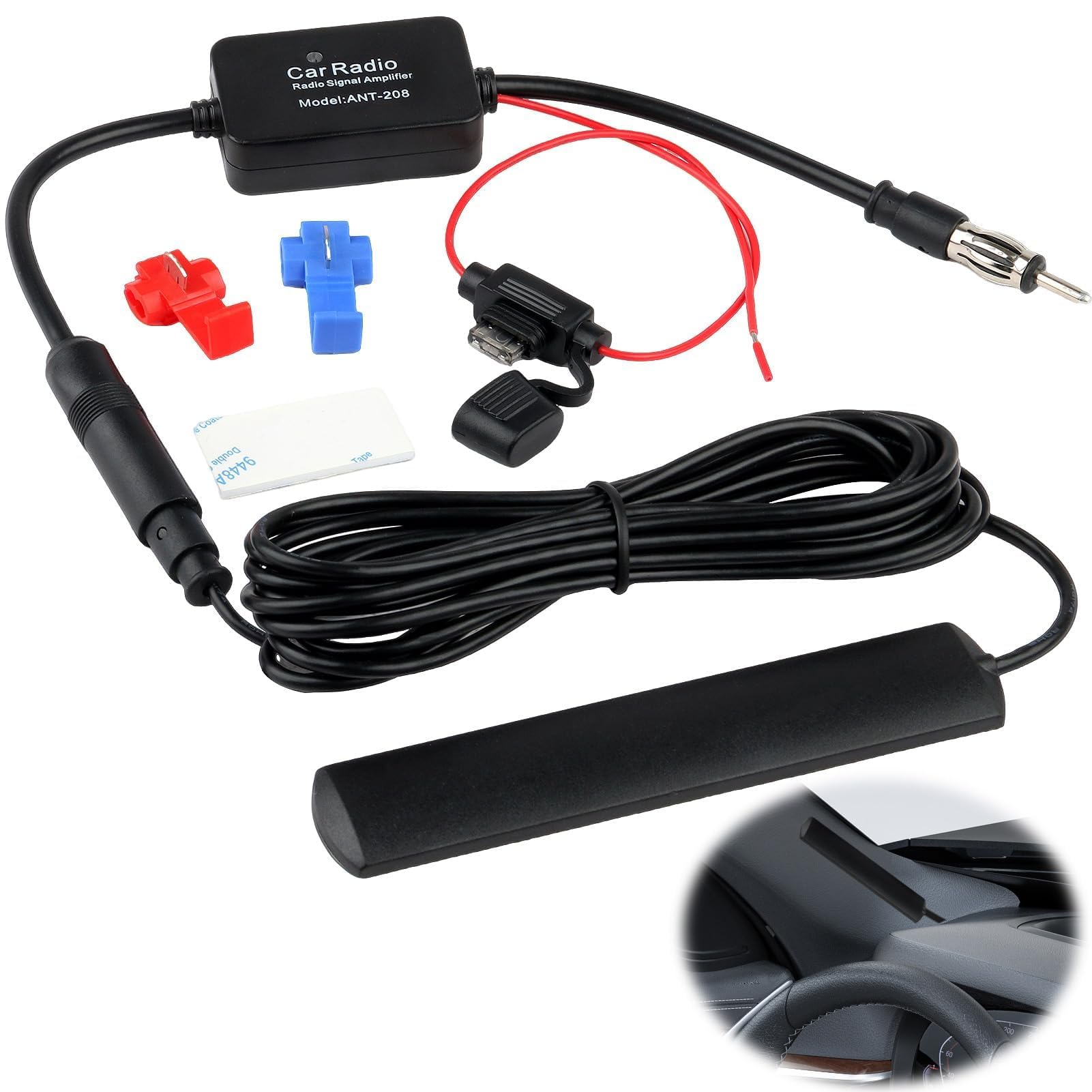 12V Amplificatore di Segnale Autoradio, Amplificatore Antenna per Auto FM, Segnale Radio Booster Universale, Segnale Autoradio Per Veicolo Camion Auto Radio