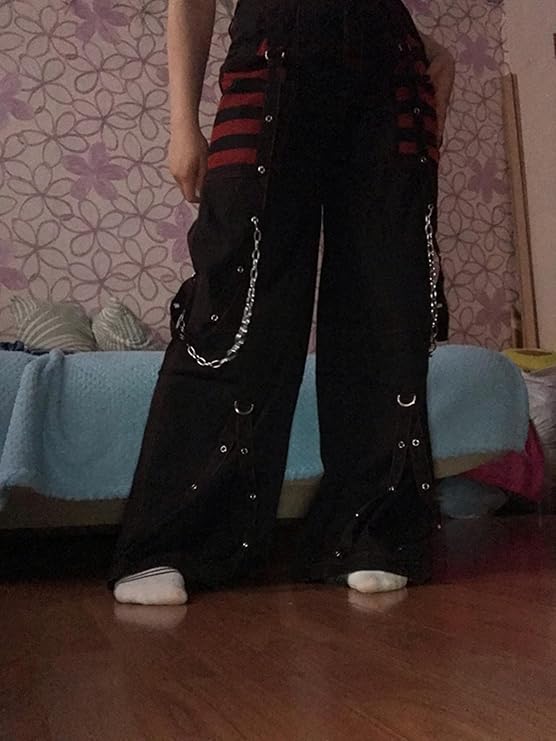 WEITING Goth Dark Y2k Punk Wijde Pijpen Grunge Zwarte Broek Mall Gothic
