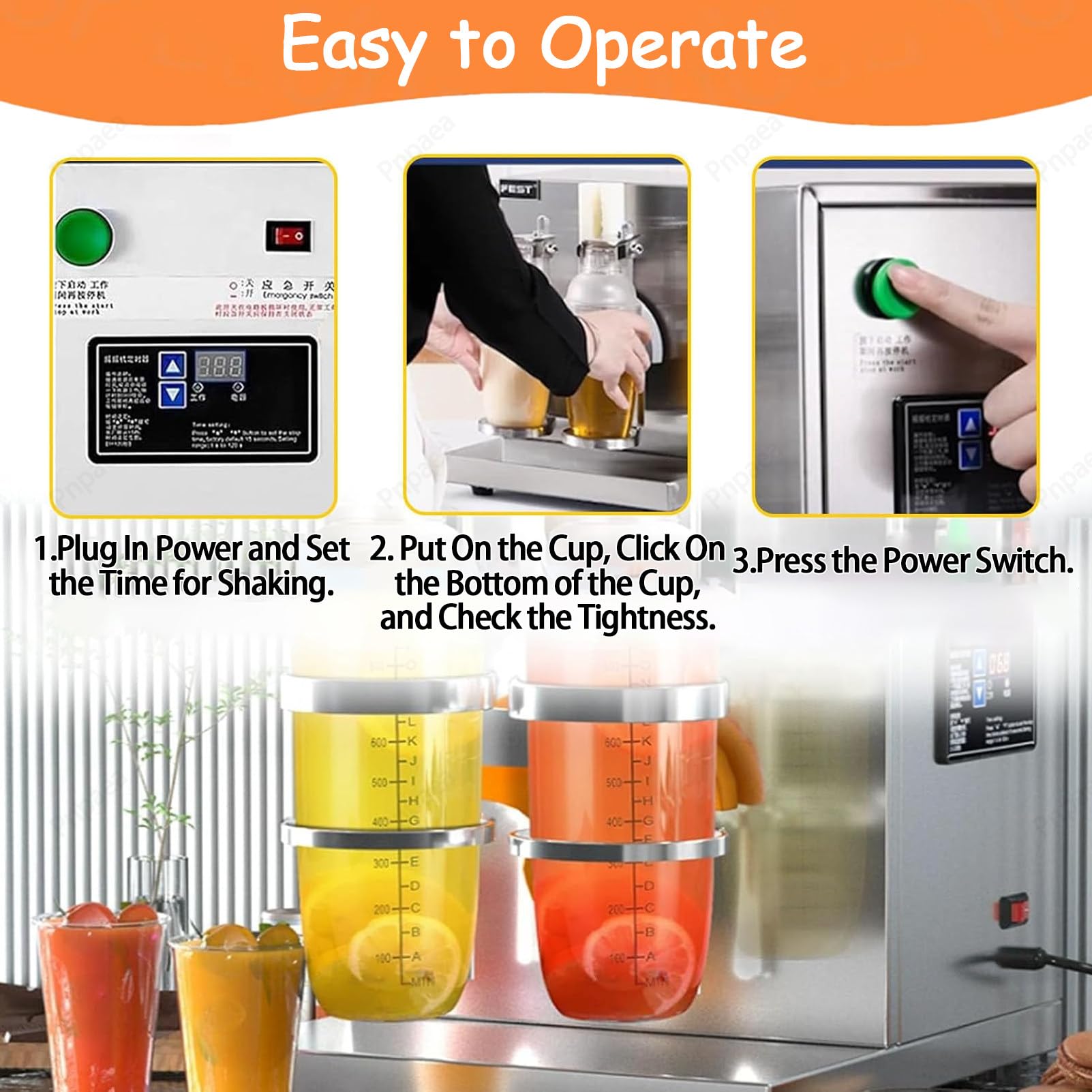 Frullatore Elettrico Professionale, Shaker per Bubble Tea, 2 Doppi Bicchieri da 1000 Ml per Milkshake, Shaker Elettrico per tè al Latte E Cocktail
