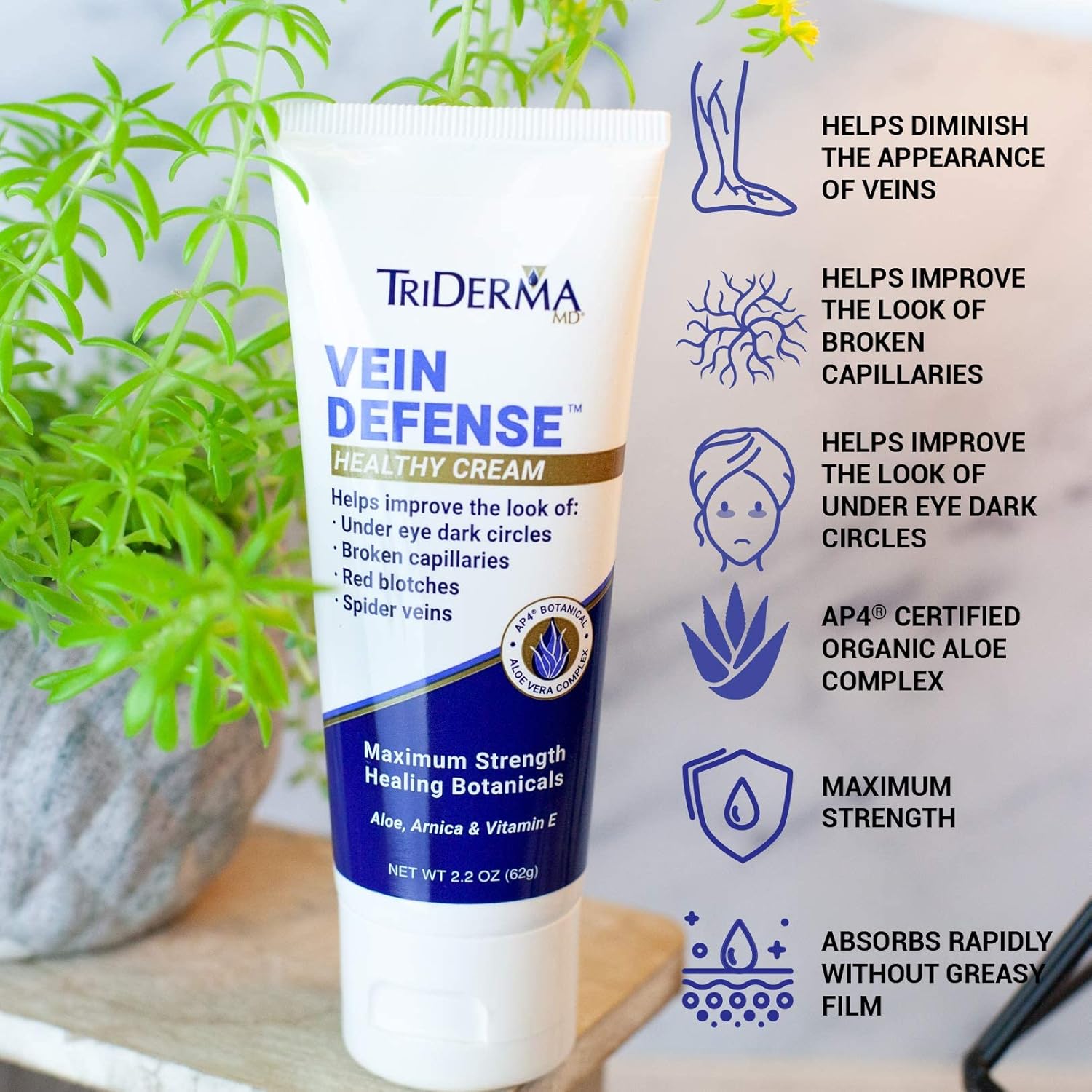 TriDerma Vein Defense Healthy Cream 2.2 Ounces Helps Improve the look of Spider Veins and Under Eye Dark Circles - Image 7
