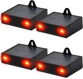 Solar Predator Control Light Nocturnal Animal Repeller Deer Repellent Device Coyote Deterrent Keep Wild Nighttime Animals Away from House Yard Farm Chicken Coop with Dual Red Strobe Lights Pack of 4