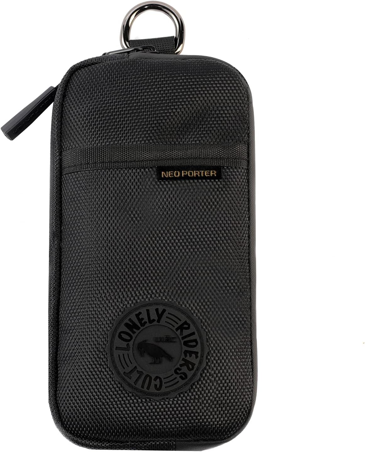 ULAC Touring Case Cycling Phone Wallet Black-Black, 170 x 90 x 10 mm Padded Smartphone Pouch with Neck Strap and Carabiner