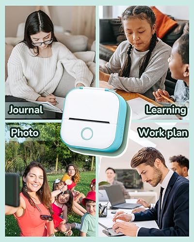 Vista 40 de Memoqueen T02 - Miniimpresora térmica de bolsillo, impresora térmica de bolsillo, de fotos, inalámbrica, con Bluetooth, para diario, notas, fotos