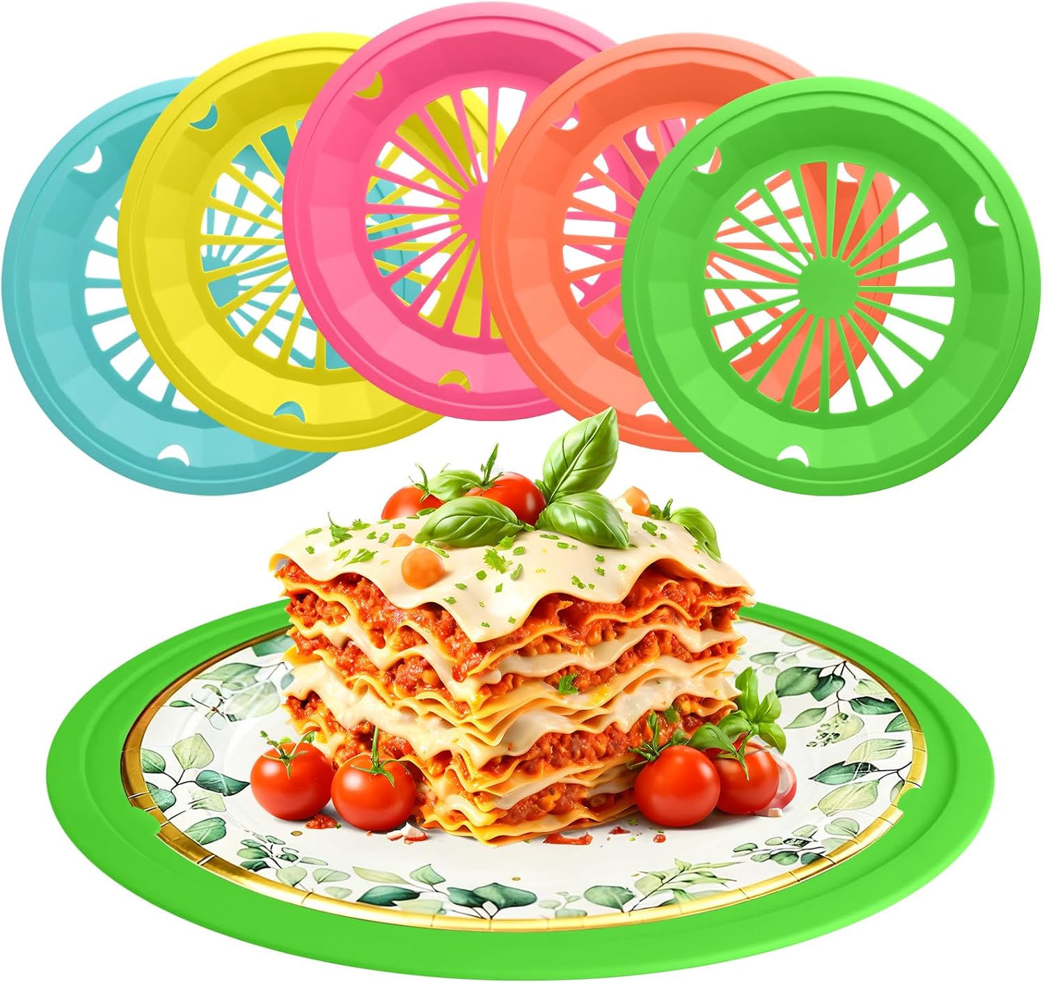 15 Pack 10.5'' Plastic Paper Plate Holders with Snap-in Grooves, 5 Colors Reusable Heavy Duty Paper Plate Holder for Picnic, Party, BBQ