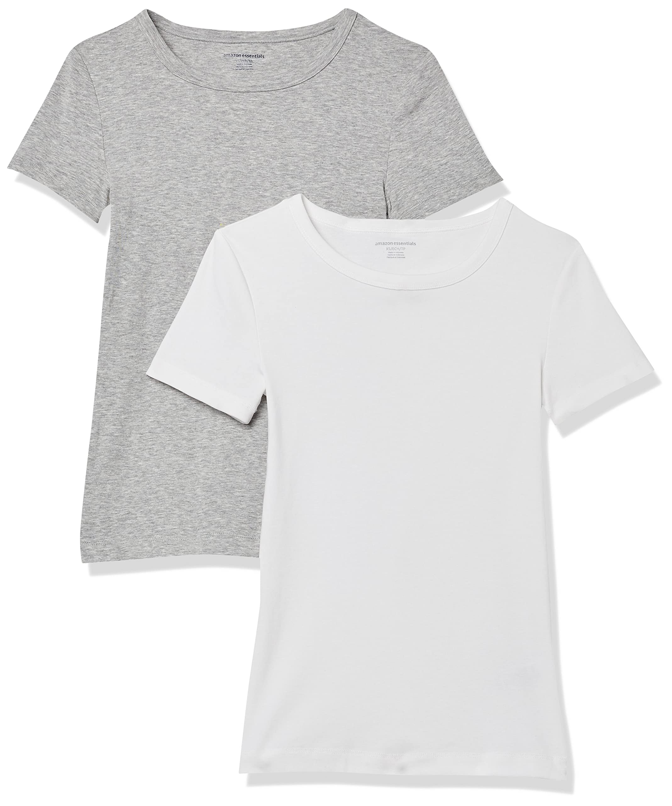 Amazon Essentials Damen Kurzärmeliges T-Shirt mit Rundhalsausschnitt, Schmale Passform