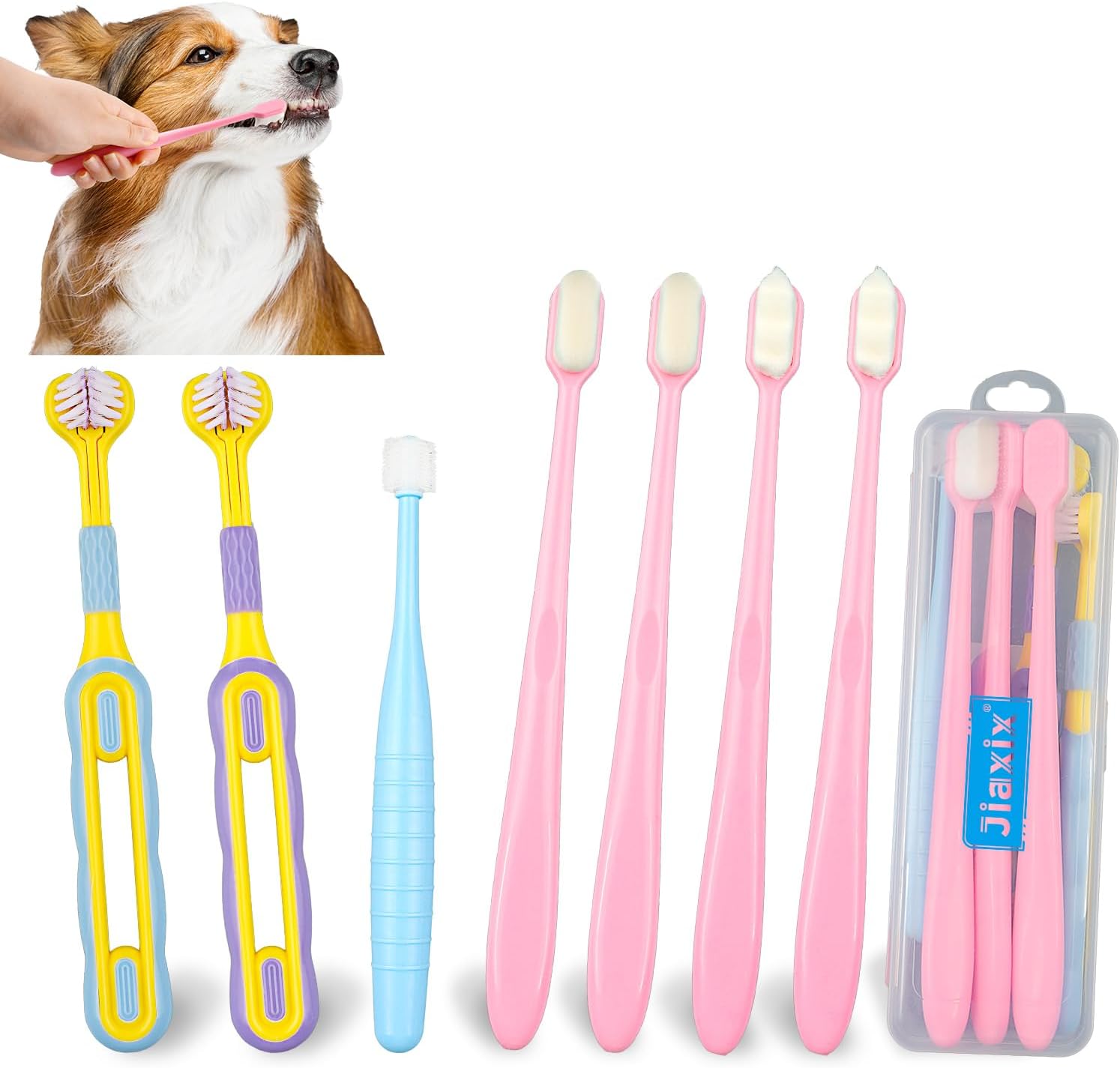 7 Pack Dog Toothbrush Kit,360º Pet Toothbrush Soft Nano Bristles Tooth Brush for Cat Dog Puppy Kitten Dental Care, Oral Hygiene