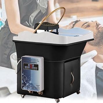 Movable Electric Shampoo Machine, 360 Cyclic Flushing Salon Hairdressing Shampoo Bowl, Smart Thermostat&7 Colors Light Therapy, Head Spa Equipment with 4 Universal Wheels, for Beauty Salon, Clinic