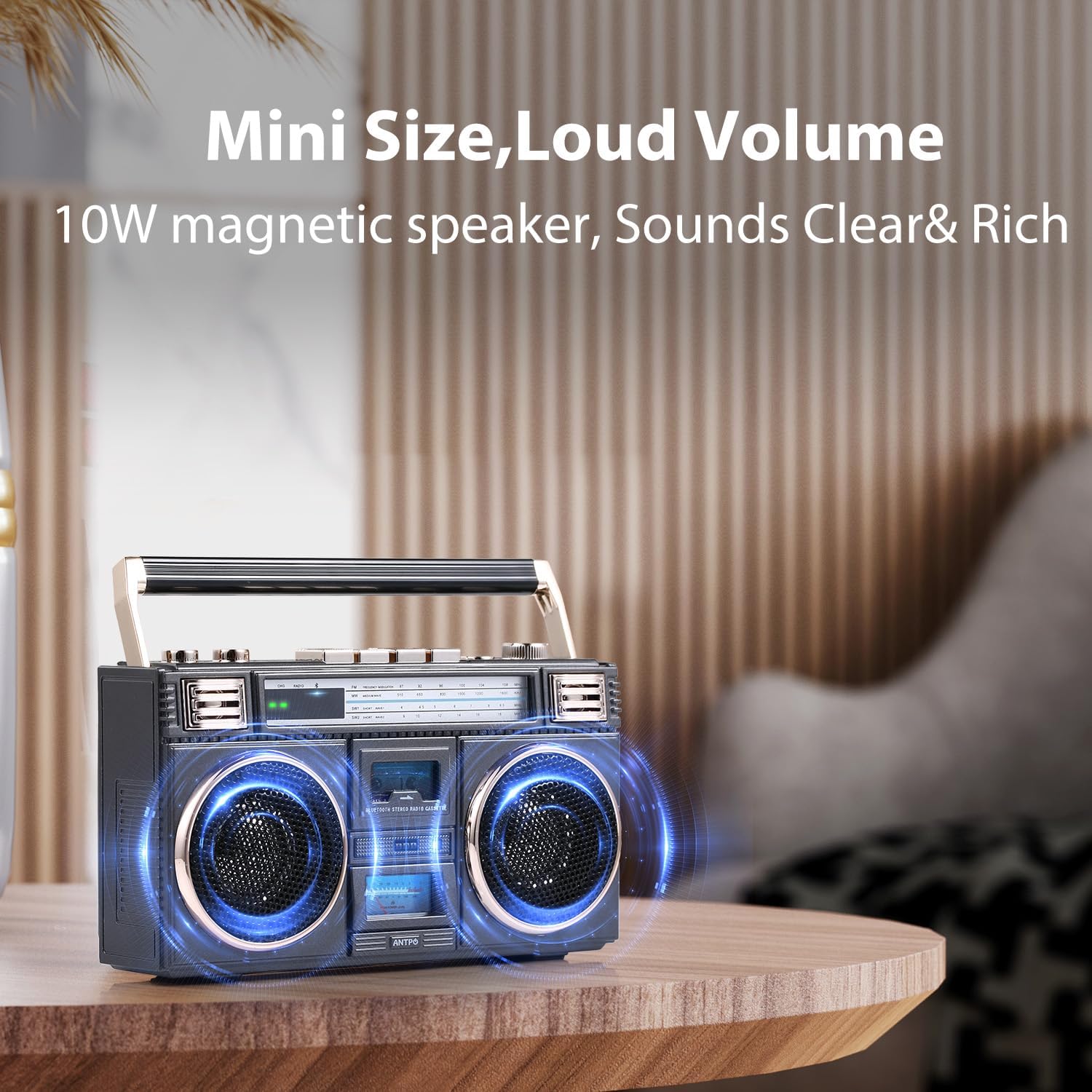 ANTPO Retro Vintage Radio Bluetooth Speakers Vintage Decor Small Wireless Speakers Stereo Radio Portable FM with Rich Bass Speakers Support TF Card for Home/Outdoor/Gift