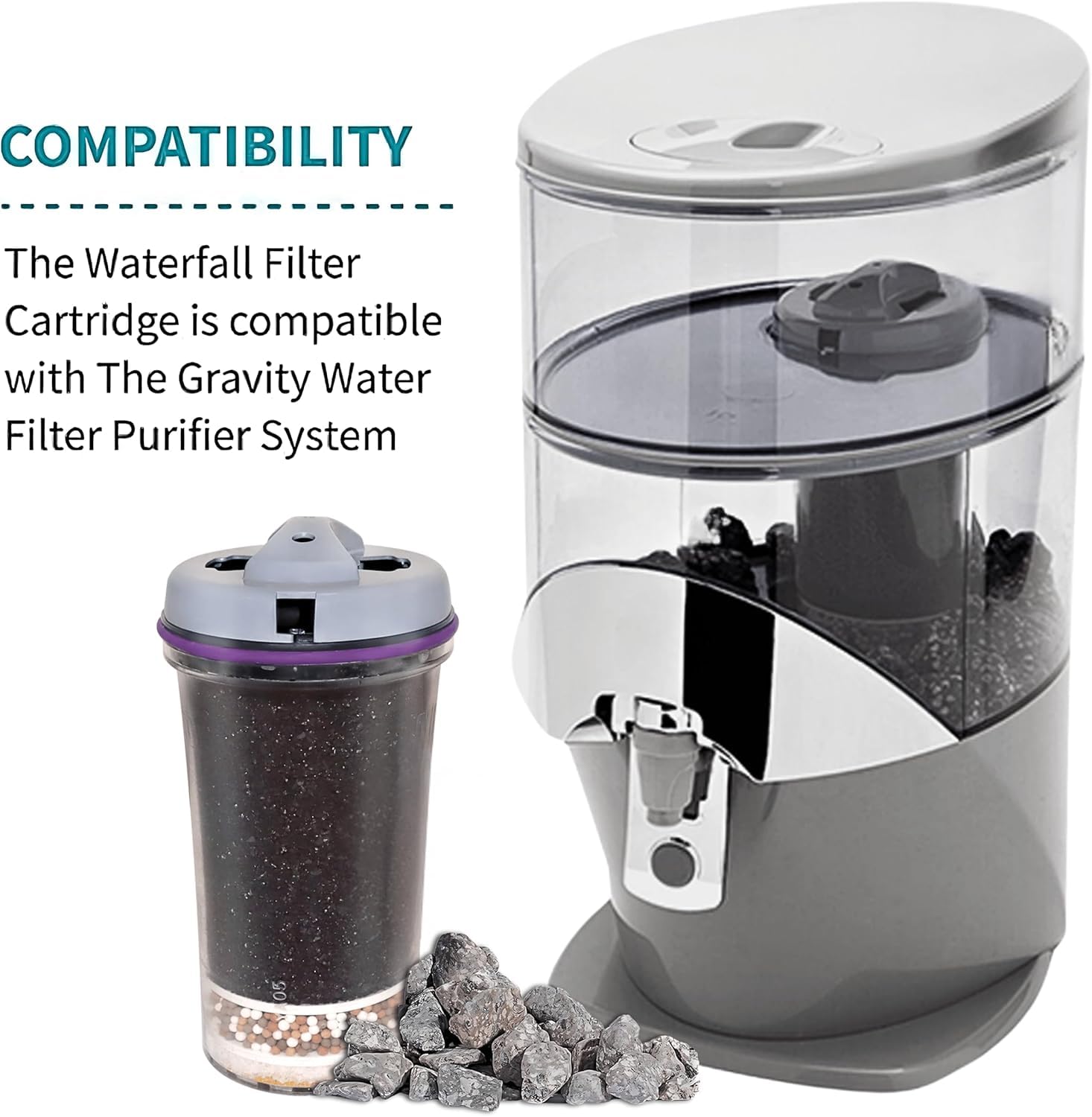 Water Filter Replacement 13845 for PiMag Countertop Waterfall Gravity Filtration System 1384 & 13681, Water Purifier Cartridge for Nikken Filter Replacement, Home Alkaline Drinking Dispenser Cartridge