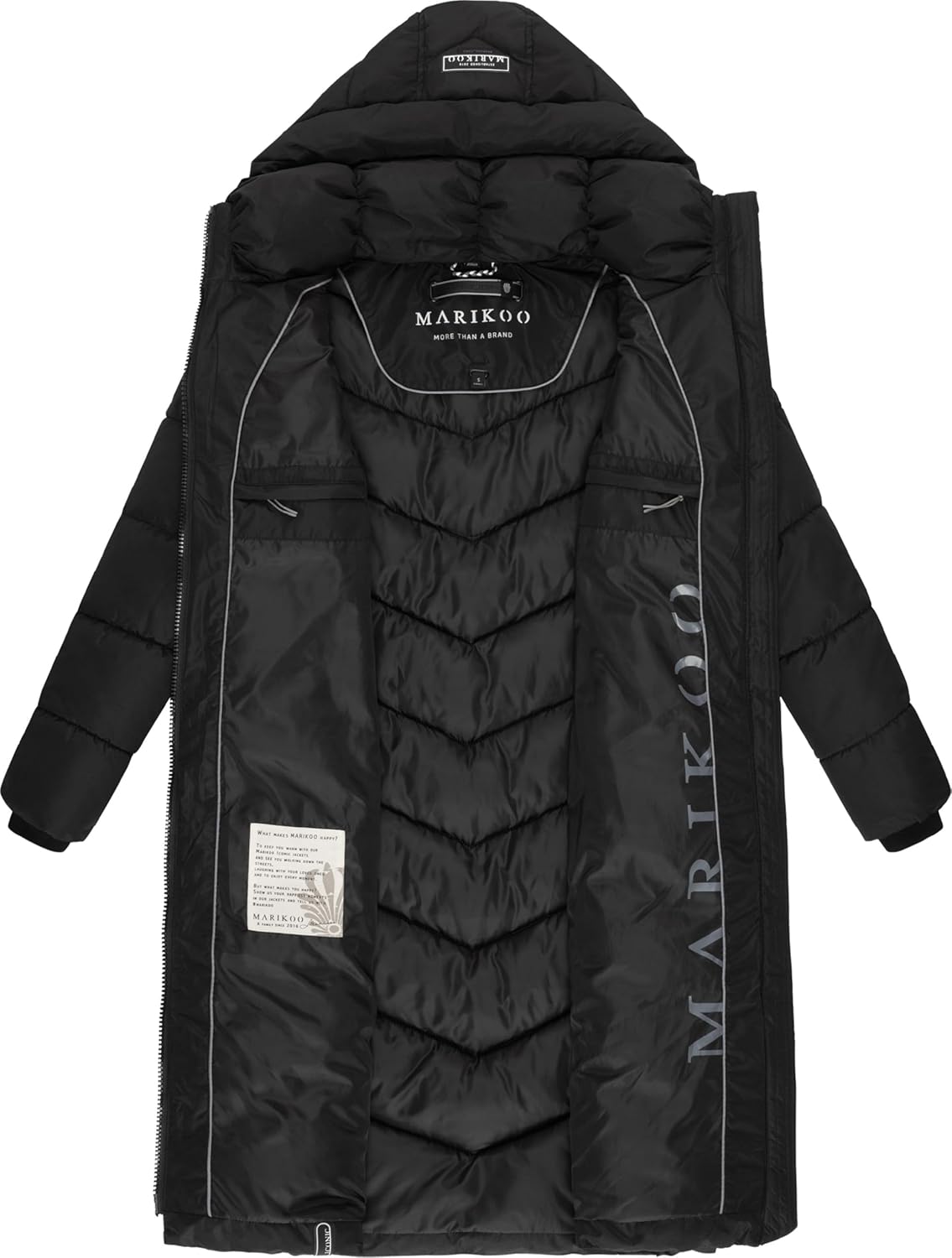 Marikoo Women's Long Winter Jacket with Hood - Weather-Resistant - Quilted, Puffy Coat - Sahnekatzii XIV XS-5XL - Image 7