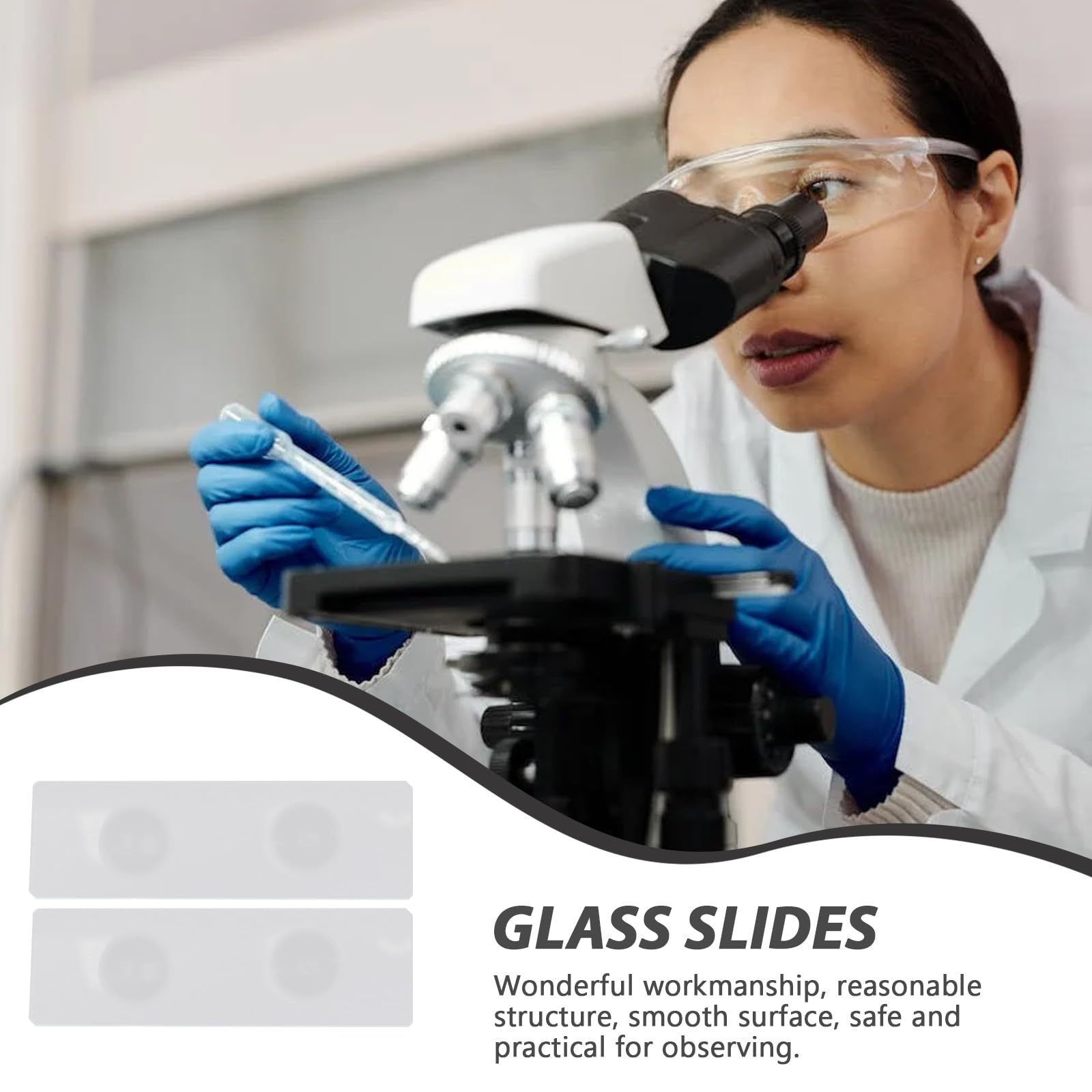 Portaobjetos de Vidrio Doble Cóncavo Resistente y Estable 50 Piezas para Muestras Acuáticas para Laboratorio y Observación Precisa