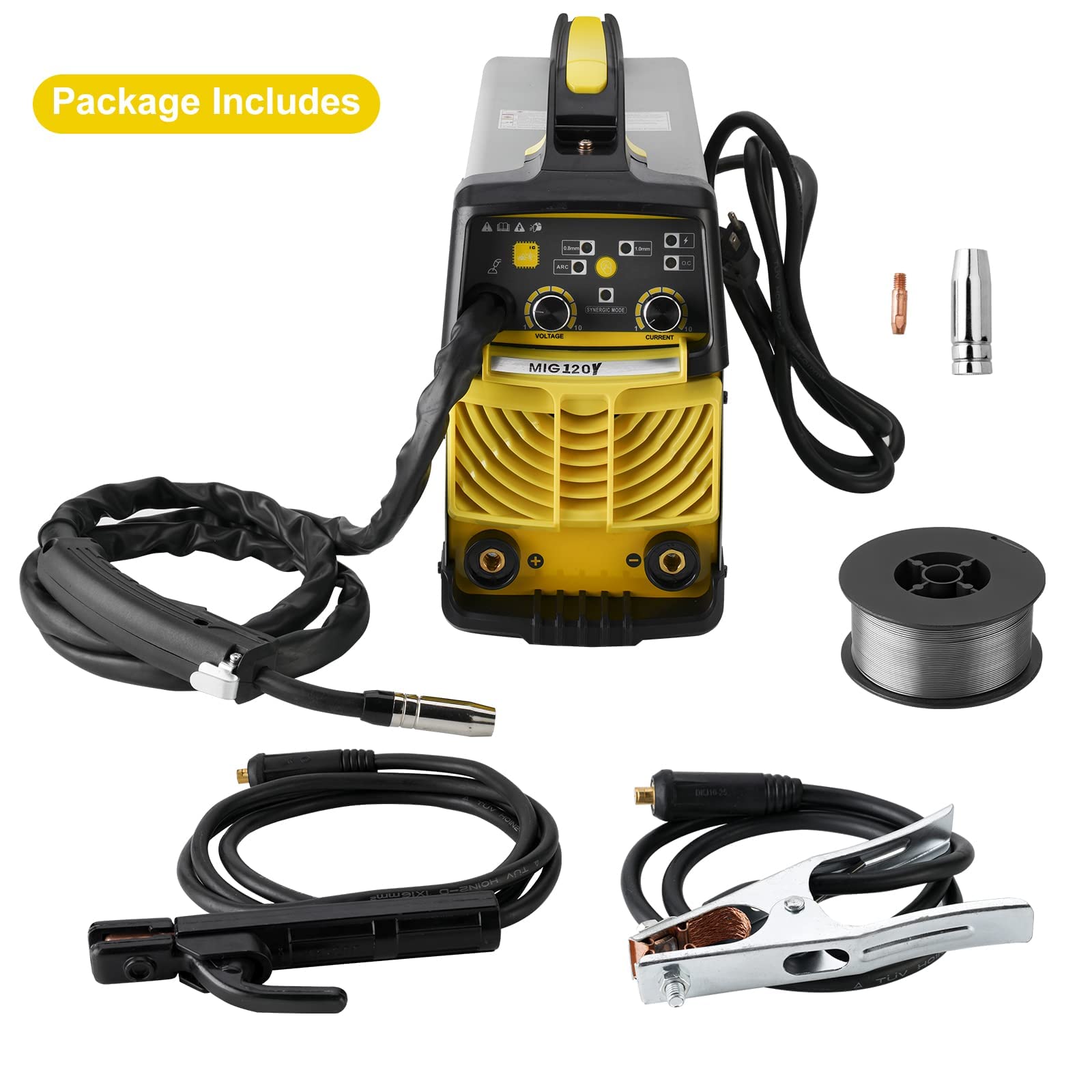 MIG Welder No Gas Flux Core Welder 120A DC 110V 220V MIG Welder IGBT Inverter MIG ARC 2 In 1