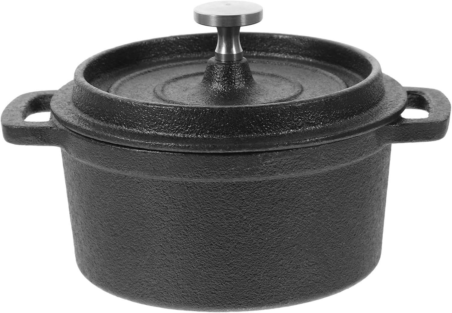 VALICLUD Mini Cast Iron Milk Pot with Lid, 10Cm Small Milk Stockpot for Food, Uncoated Boiling Water Pan, Thick Metal Cooking Saucepan for Kitchen Use