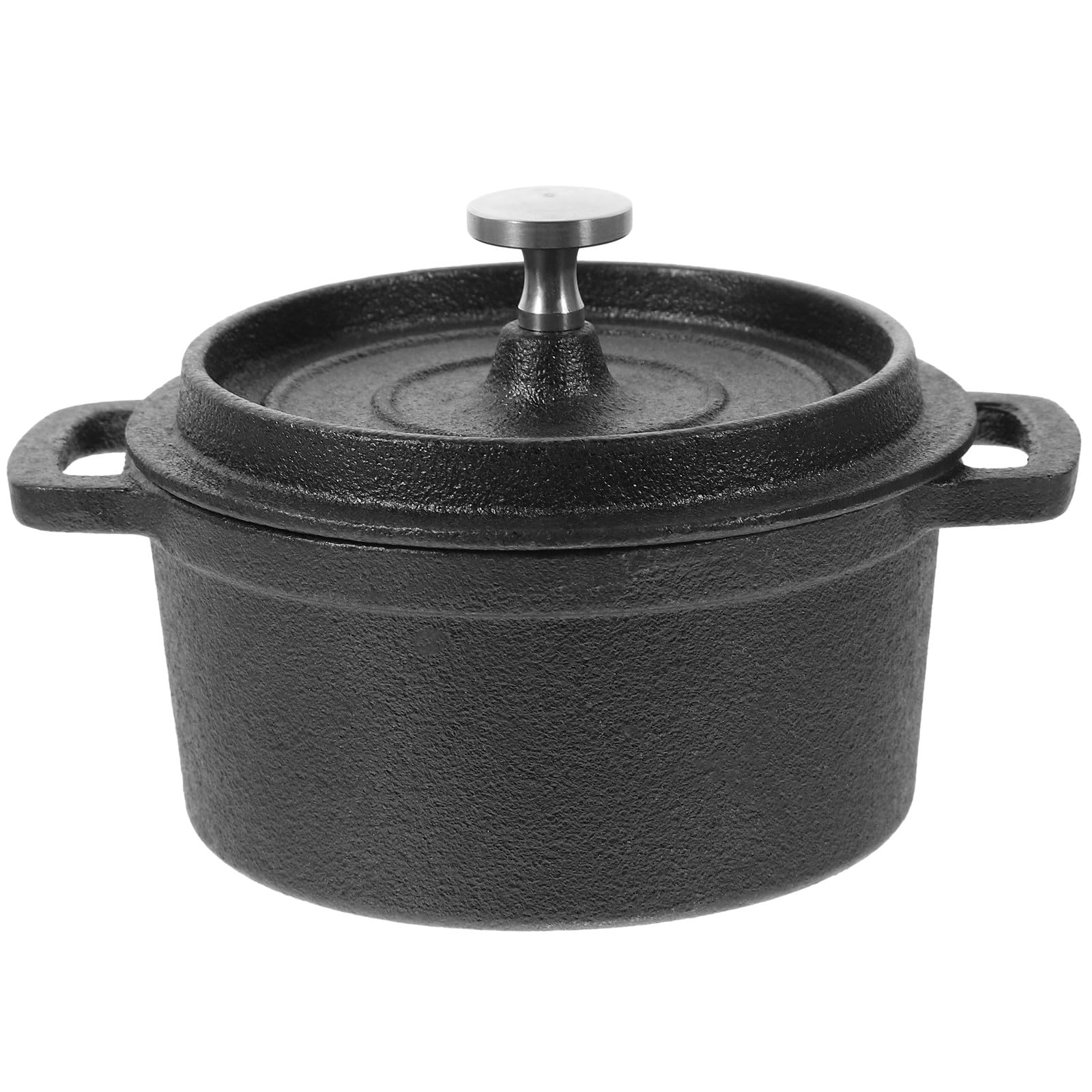 Pentola a Doppia Maniglia in Ghisa Mini per Latte e Cottura Alimenti con Coperchio, Pentola da Cucina e Cucina a Vapore, Accessorio Pratico per Uso Domestico