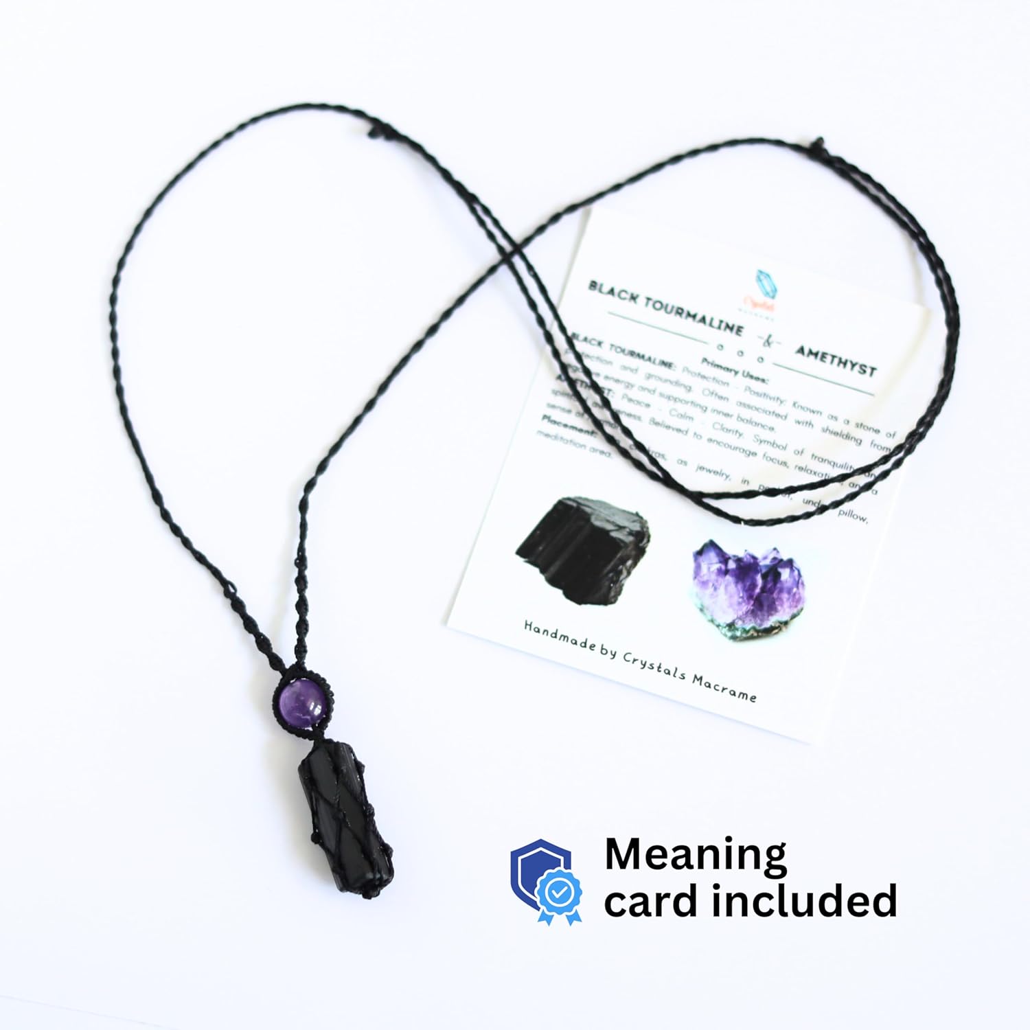 Black Tourmaline necklace for women with Amethyst | protection crystal pendant jewelry - Image 5
