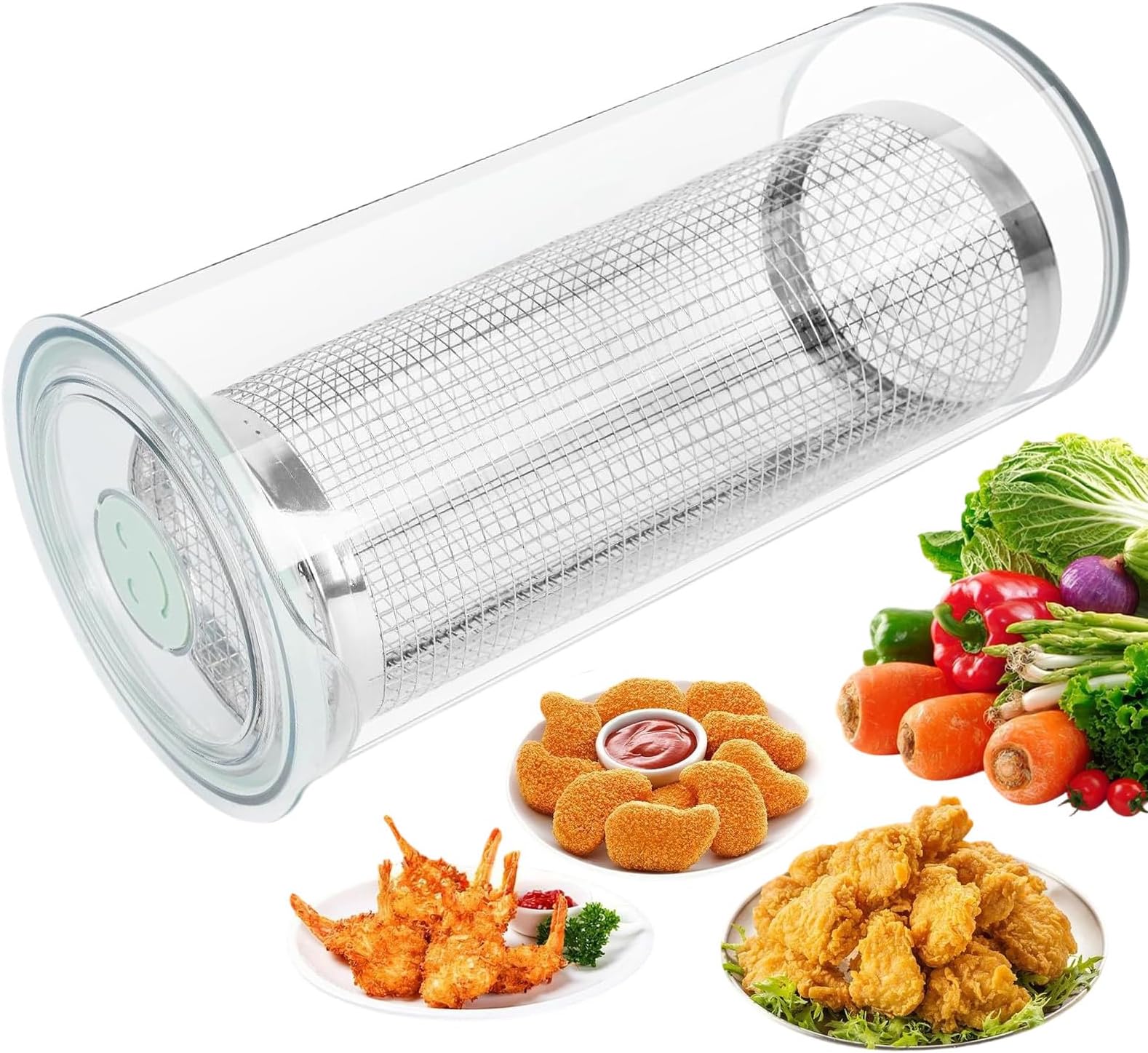 Chicken Breader Shaker Bowl - 360 Degree Clear Dispenser - Breading Shaker Container with Lid | for Cooking Kitchen Baking Camping Meal Preparation Deep Frying