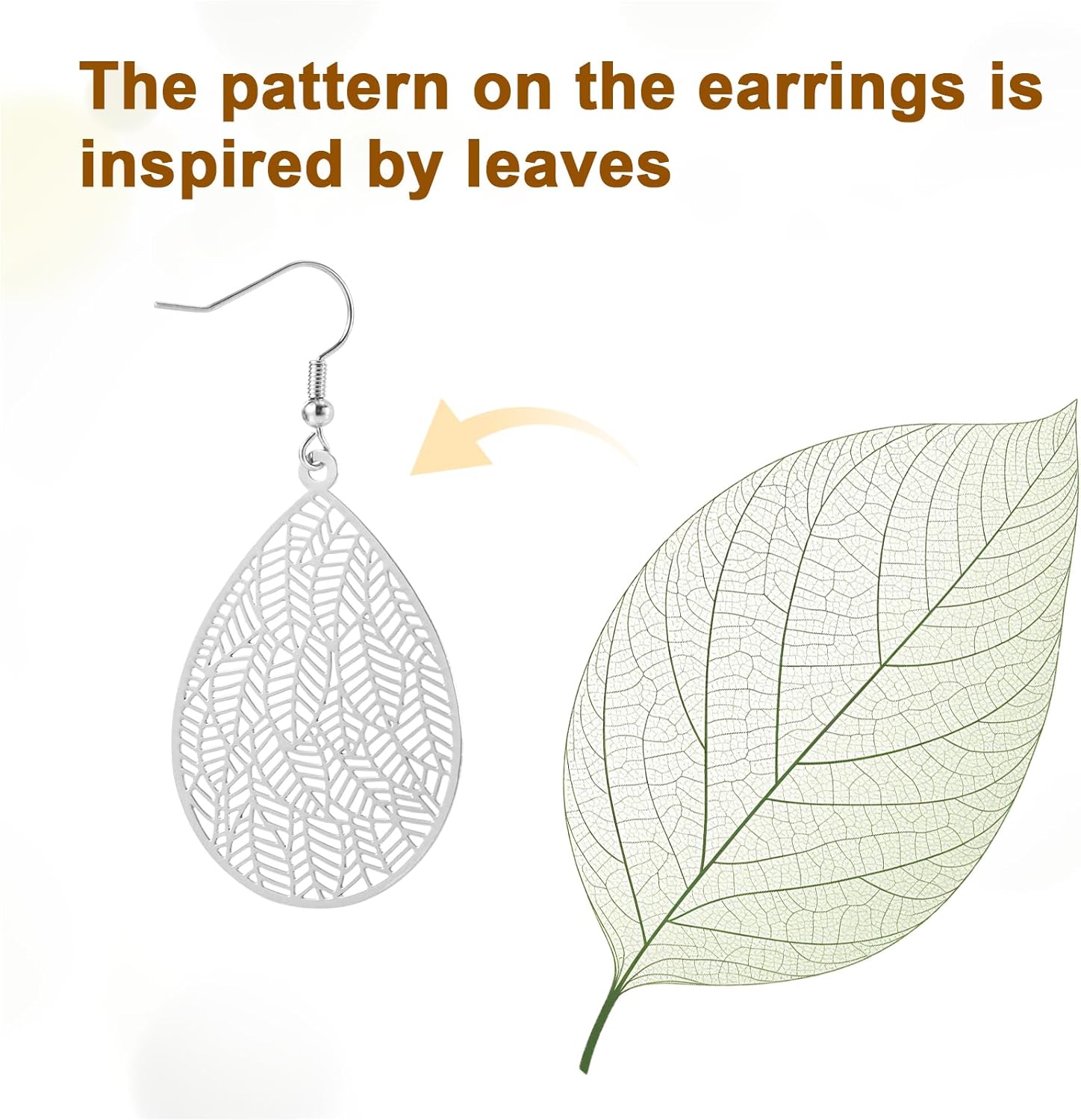 Handmade Filigree Leaf Teardrop Earrings - Copper Dangle Earrings for Women - Stylish Jewelry Gift - Image 3
