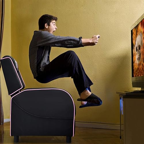 Miniatura 23 de Giantex Silla reclinable para juegos, sillas ajustables de masaje para adultos, sofá ergonómico y cómodo de cuero con reposapiés, control remoto,