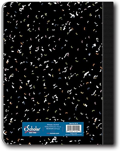Miniatura 2 de iScholar (10116) cuaderno de composición, parte superior lisa, mitad inferior con renglones, 100 hojas, 9.75 x 7.5 pulgadas, color negro.