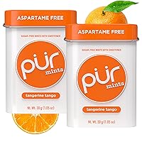 Vista 1 de PUR Caramelos de menta Sin aspartame Hechos con xilitol Caramelos naturales con sabor a Mandarina Tango, sin azúcar, veganos, sin gluten