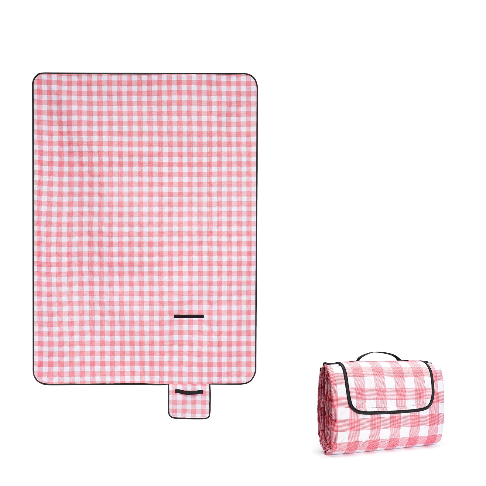 Oak & Tea Picnic Blanket Waterproof 200x200 CM Foldable Picnic Blankets Beach Blanket Easy to Store Machine Washable, Red White Plaid