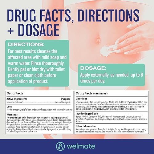 Miniatura 4 de WELMATE - Crema adormecedora de lidocaína al 5%, 2oz (60g) - Crema de lidocaína de máxima fuerza - Alivio de hemorroides - Anestésico de uso