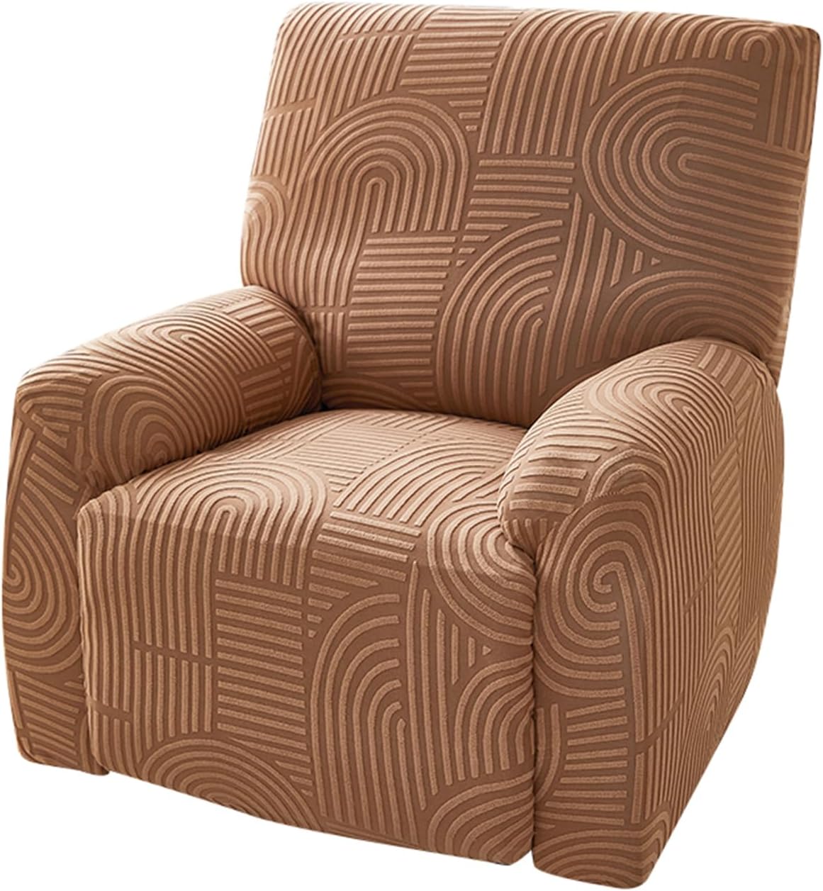 Stretch Recliner Chair Cover 4 Pieces Recliner Armchair Slipcovers for Recliner Washable Furniture Protector for Living Room (Camel)