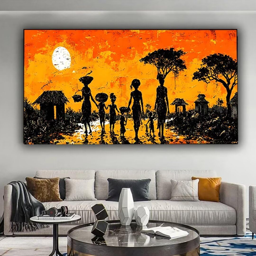 Astratto Dipingi con i Numeri Principianti Adulti, Dipingi con i Numeri Kit Tramonto Pittura a Olio su Tela Fai da Te - Passatempo per Adulti per Decorazione Casa Regalo, Senza Cornice 60x120cm 9-K