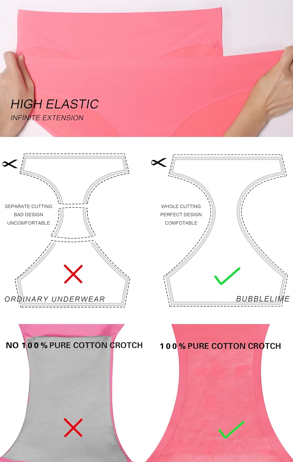 BUBBLELIME XS-XXL Sexy Bikini Panties Women’s Low Rise String Soft Breathable Underwear Bonded No Show (6 Pack&3 Pack&1 Pack)