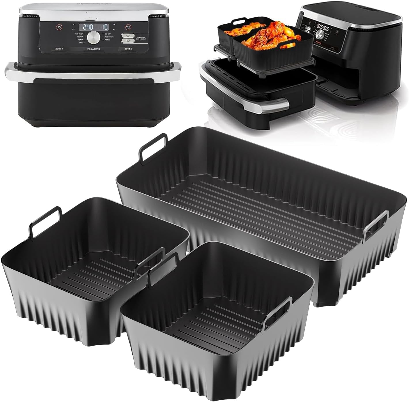 Silicone Liners for Ninja AF500UK, Large Silicone Air Fryer Liners for Ninja Foodi Flex Drawer Air Fryer AF500UK 10.4L, Ninja Af500uk Accessories, Air Fryer Accessories