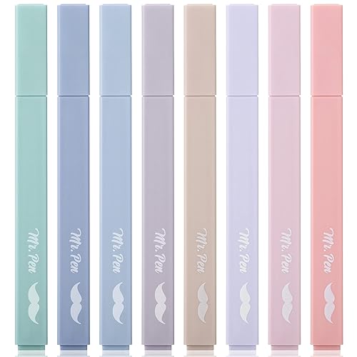 Mr. Pen Aesthetic Highlighters - 8 pcs Chisel Tip Morandi Colors No Bleed Bible Pastel Highlighter Set