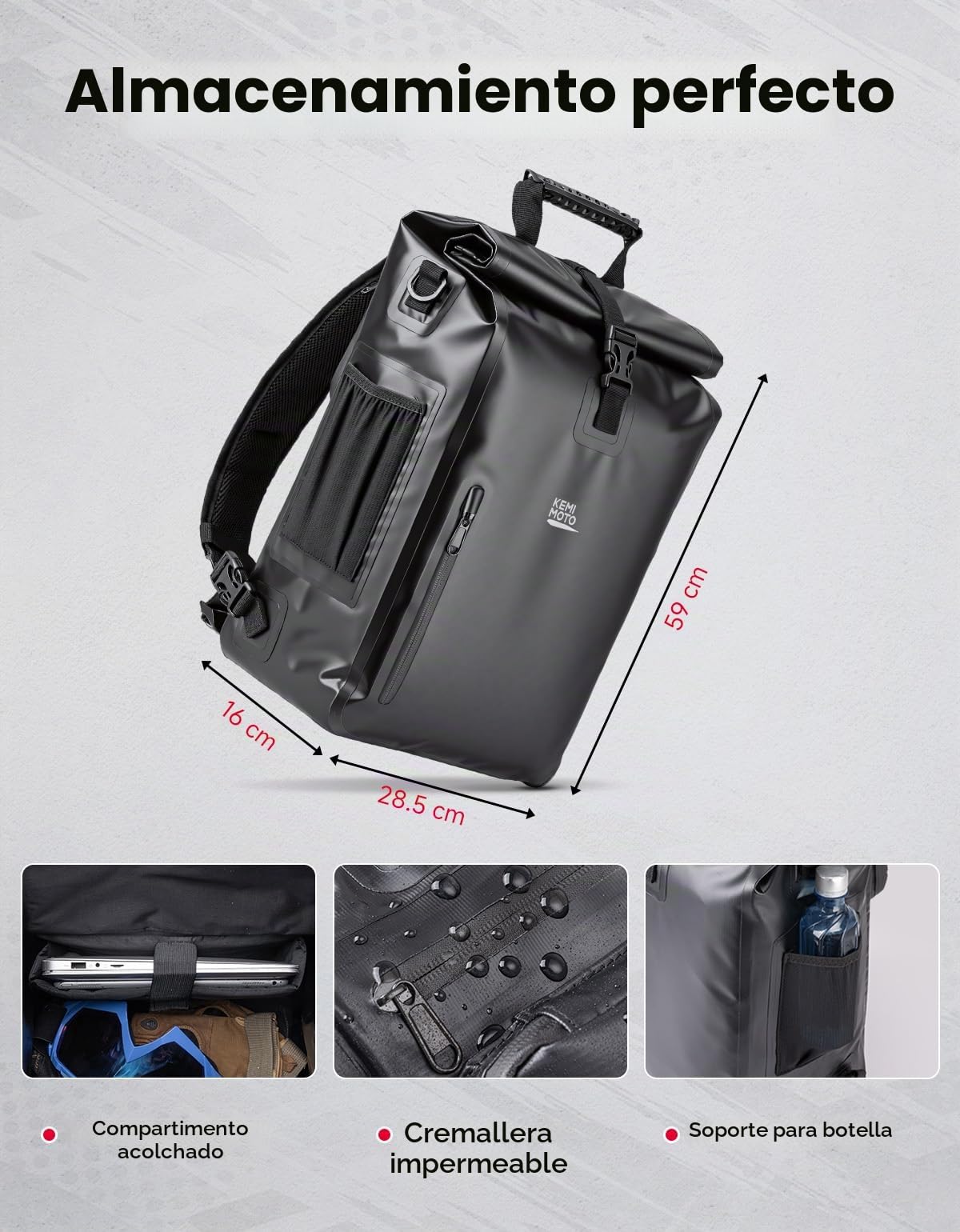 KEMIMOTO Bolsa de bicicleta impermeable de 27 l, bolsa de equipaje trasera con compartimento para portátil, mochila 3 en 1, multifuncional, se puede utilizar como mochila, bolso bandolera o con asa