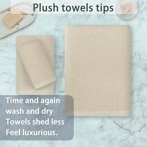 Vista 307 de VOOVA & MOVAS Toallas verdes para baño, 100% algodón, de secado rápido, ligeras, gruesas, suaves, juego de toallas de 6 piezas, 2 baños grandes