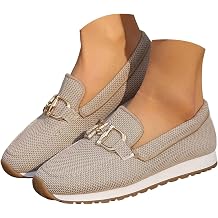 Women's Platform Orthopedic Loafers 2026 Summer Mesh Slip On Driving Shoes Metal Buckle Wide Width Loafer Arch Support Low Top Flatforms Casual Office All Day Standing Walking Footwear