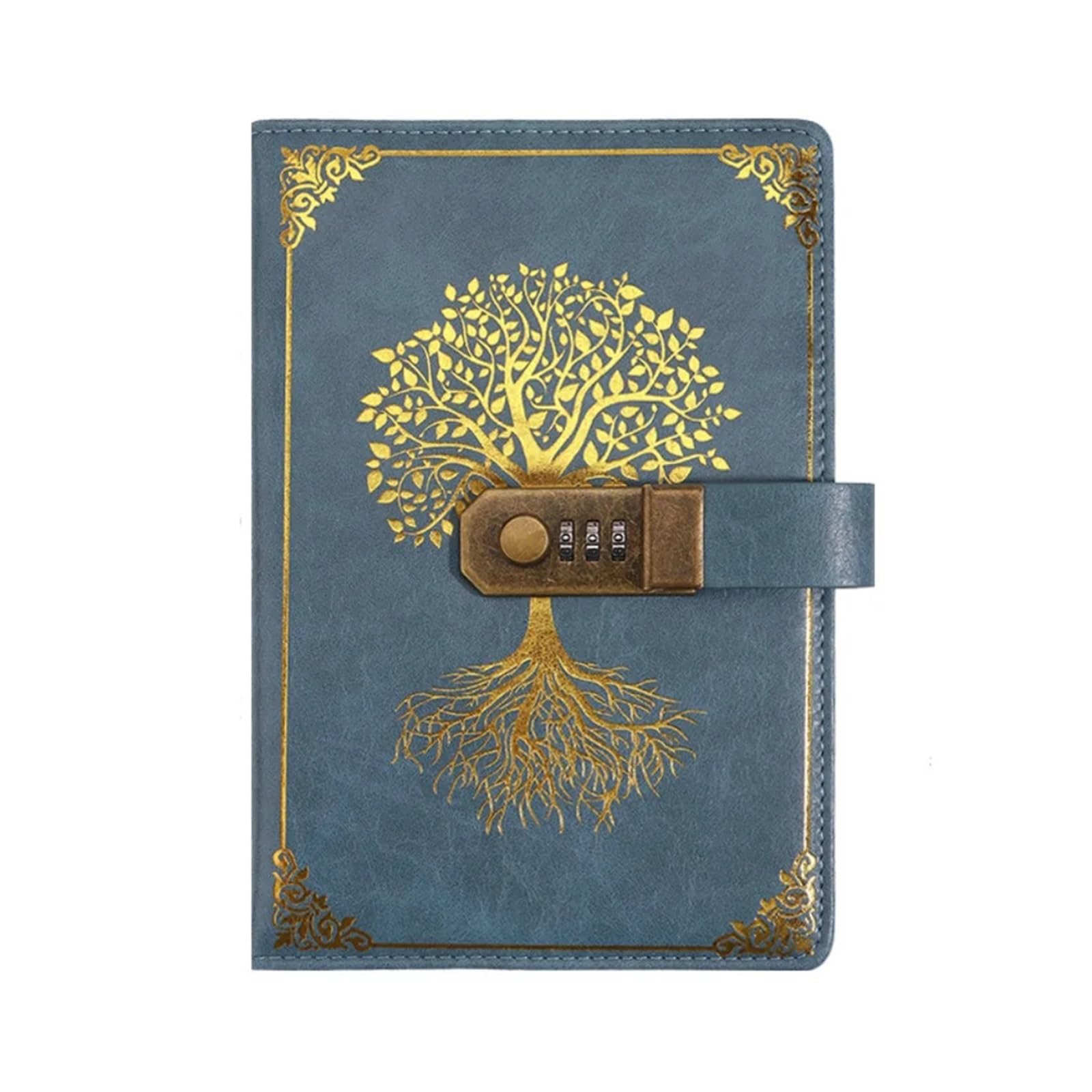 Diario Con Contraseña Libreta con contraseña, libreta retro A5 candado for proteger secretos, 200 páginas, diario de viaje for estudiantes(Style2-Blue)