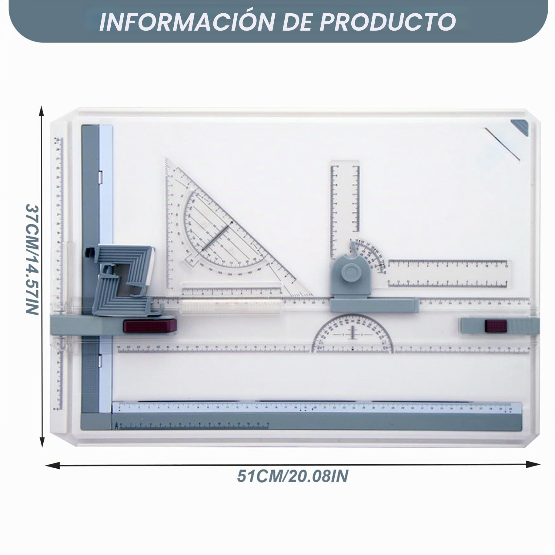 Tabla de redacción, ángulo ajustable A3 Tablero de dibujo con accesorios de movimiento paralelo Tabla de artesanía de arte para estudiantes artistas y arquitectos de ingenieros