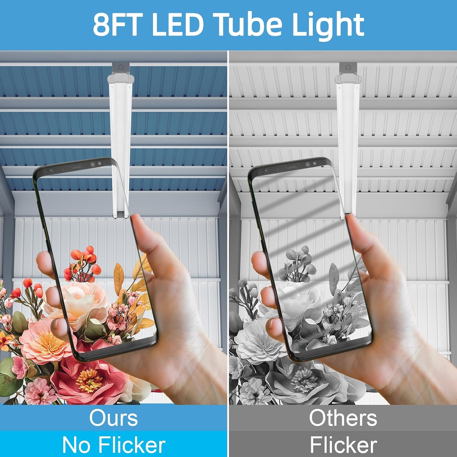 8ft T8 LED Bulbs 40W 80W Equivalent, 6000k Cool White 4000LM, FA8 Single Pin Tube Light, Dual-End Power Ballast Bypass, T8 T10 T12 Fluorescent Replacement, Clear Cover ETL Listed, 20-Pack