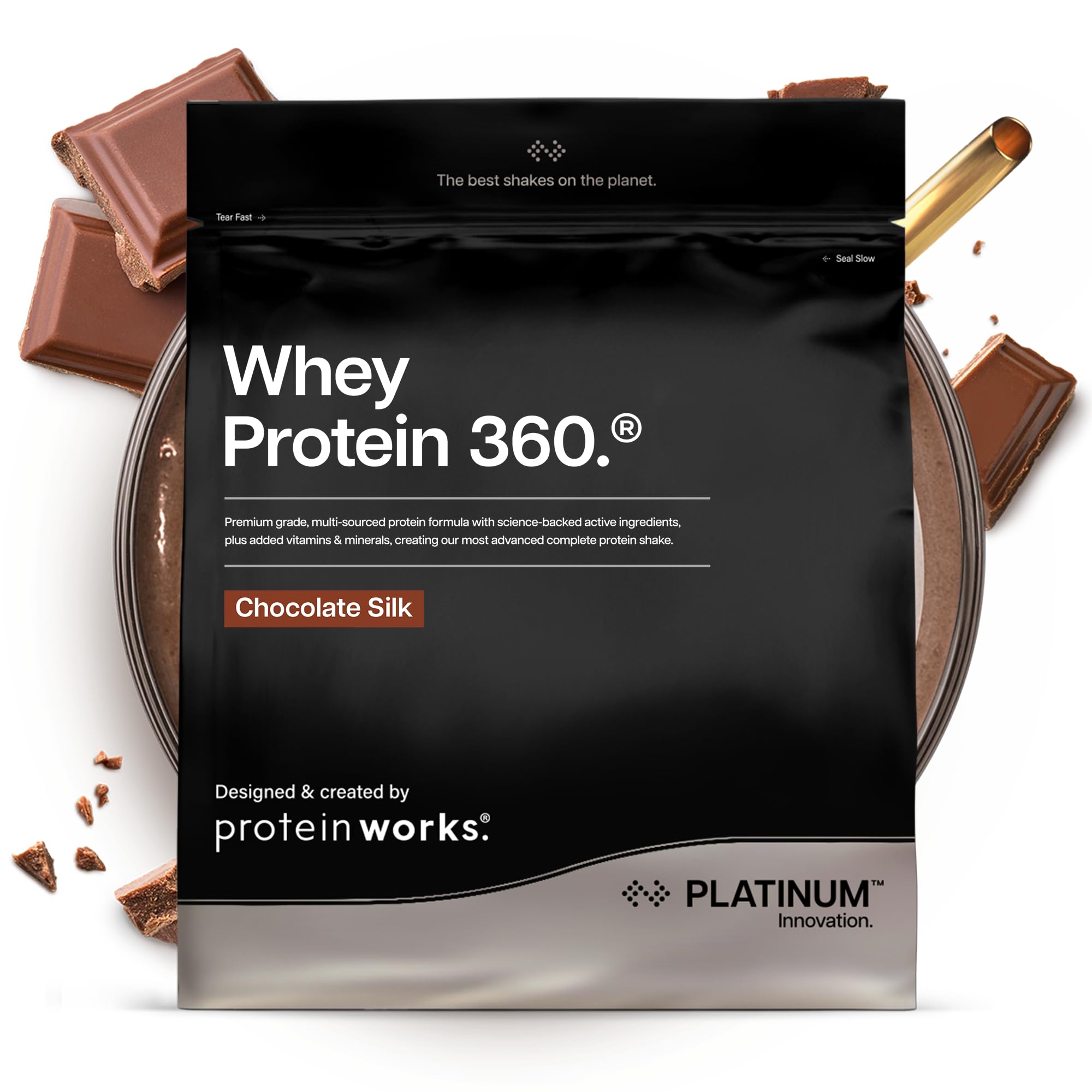 Protein Works | Whey Protein 360 - Platinum Innovation, Premium Whey Protein Blend, Electrolytes, Probiotics, Digestive Enzymes, 26 Vitamins & Minerals, Chocolate Silk, 34 Servings, 1.2kg