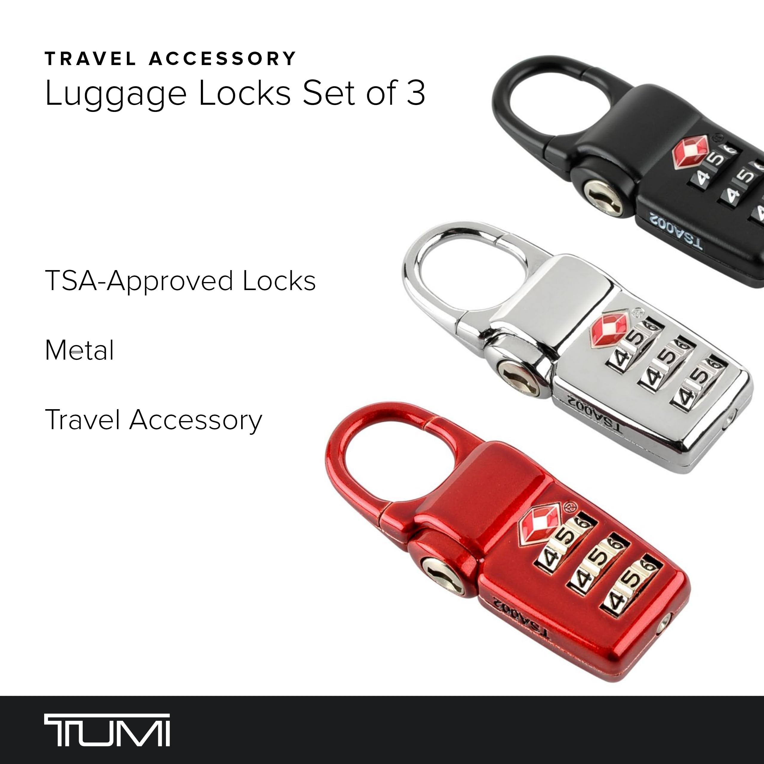 Amazon.co.jp: TUMI トラベルアクセサリー 荷物ロック 3個セット TSA