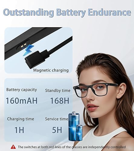 Miniatura 5 de Lentes inteligentes, gafas de audio Bluetooth para mujeres y hombres, micrófono y altavoces estéreo dual de oreja abierta integrados, lentes de sol